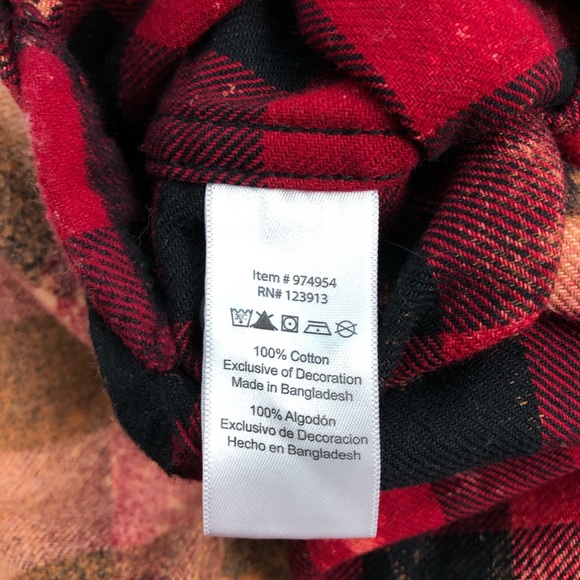 Sold🥀 Red Buffalo Plaid Bleach Splatter Flannel - Picture 11 of 12